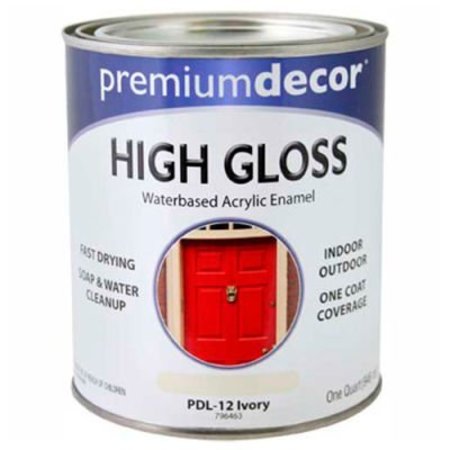 GENERAL PAINT Premium Dcor Waterborne Acrylic Enamel, Gloss Finish, Ivory, Quart - 796463